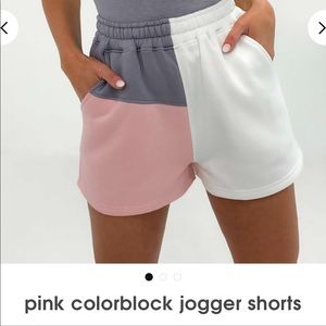 Misguided Pink Colorblock Jogger Shorts